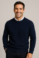 Men's Classic Knitted Sweater with Round Neck