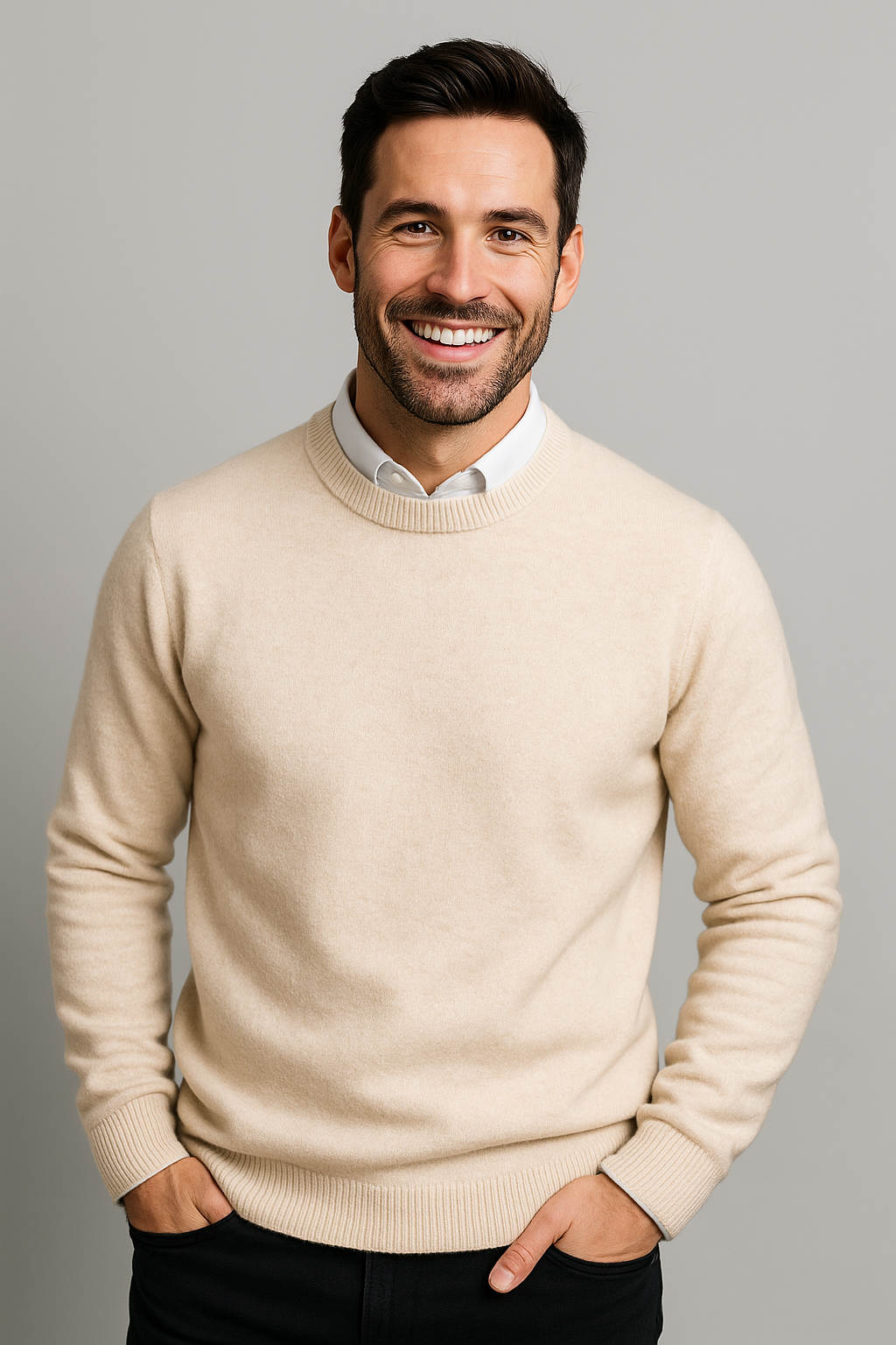 Men's Classic Knitted Sweater with Round Neck