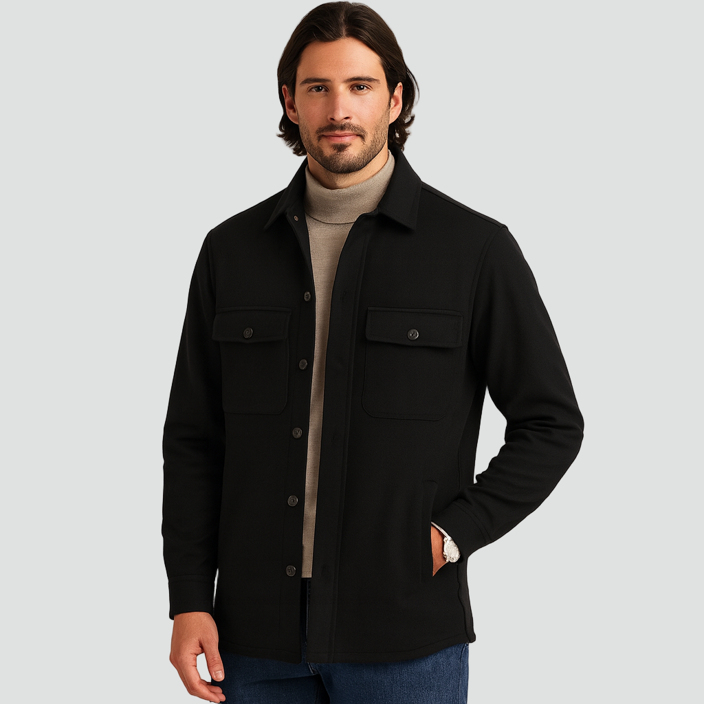 Men's Overshirt Jacket with Long Sleeves and Chest Pockets