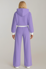 Women's Oversized Hoodie Two-Piece Set with Drawstring Waist Wide-Leg Pants Relaxed Style