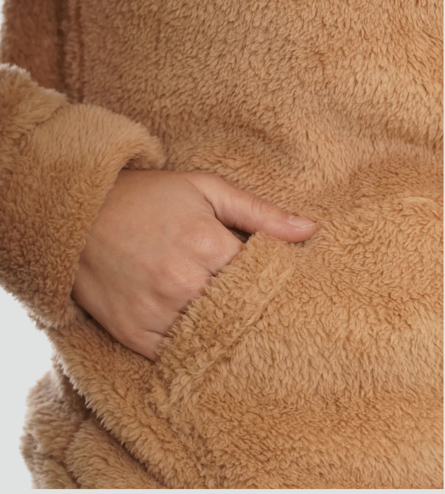 Women's Sherpa Hoodie with Long Sleeves Kangaroo Pocket Oversized Style
