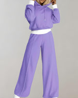 Women's Oversized Hoodie Two-Piece Set with Drawstring Waist Wide-Leg Pants Relaxed Style