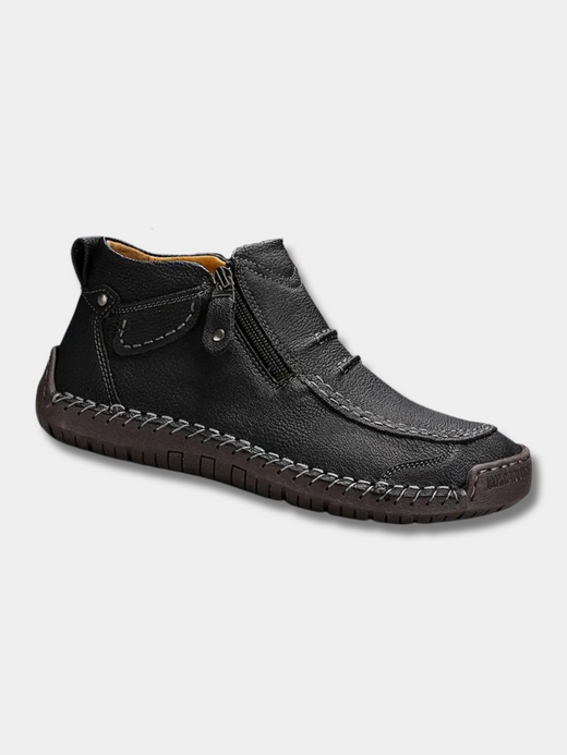 Matteo Men’s Classic Ankle Boots with Side Zip and Stitched Detailing