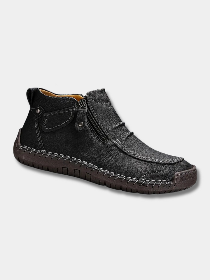 Matteo Men’s Classic Ankle Boots with Side Zip and Stitched Detailing