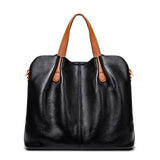 Women's Pebbled Genuine Leather Tote Handbag with Top Handles and Detachable Shoulder Strap