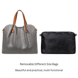 Women's Pebbled Genuine Leather Tote Handbag with Top Handles and Detachable Shoulder Strap