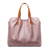 Women's Pebbled Genuine Leather Tote Handbag with Top Handles and Detachable Shoulder Strap