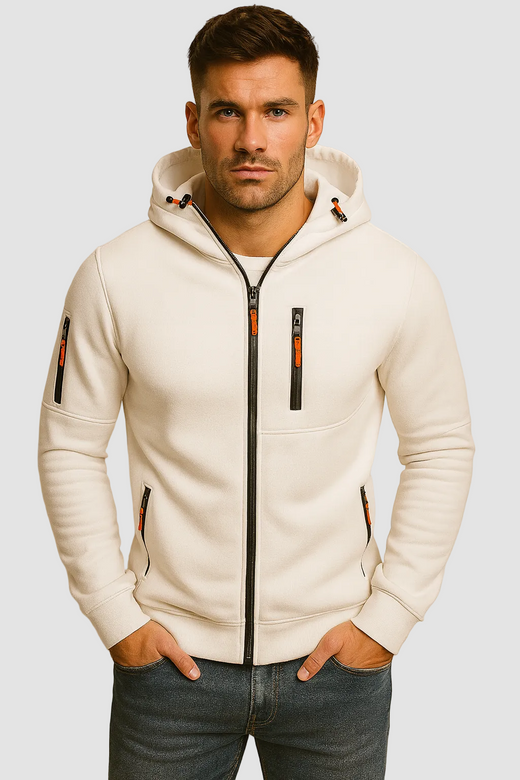 Men's Hoodie with Zip, Hood and Comfortable Fit