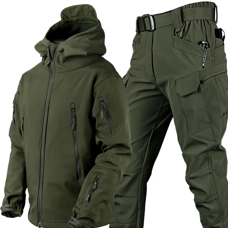 Men's Outdoor Set with Water-Repellent Jacket and Fleece Lining