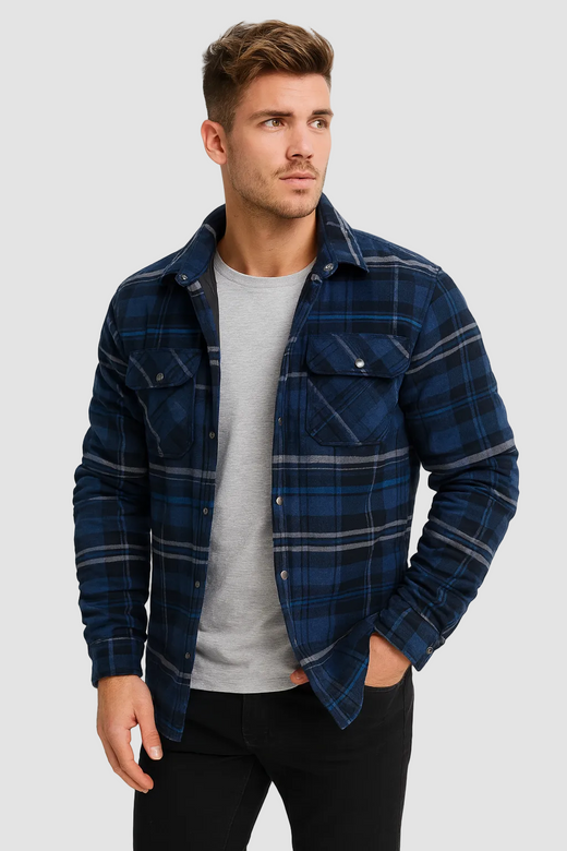 Men's Flannel Overshirt with Check Pattern for Autumn