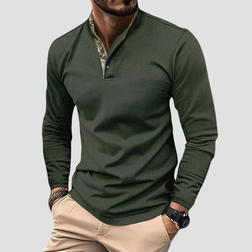 Men's Long-Sleeve Polo Shirt with Breathable Fabric