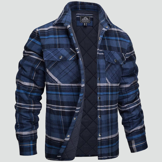 Men's Flannel Overshirt with Check Pattern for Autumn
