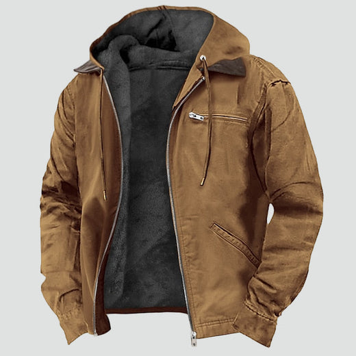 Men's Mid Season Jacket with Hood and Warm Fleece Lining
