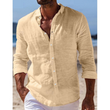 Enzo Men’s Lightweight Long Sleeve Button-Up Shirt with Relaxed Smart-Casual Fit