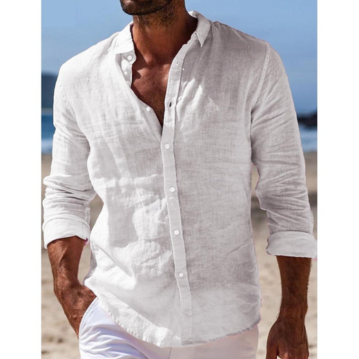 Enzo Men’s Lightweight Long Sleeve Button-Up Shirt with Relaxed Smart-Casual Fit