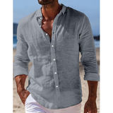 Enzo Men’s Lightweight Long Sleeve Button-Up Shirt with Relaxed Smart-Casual Fit