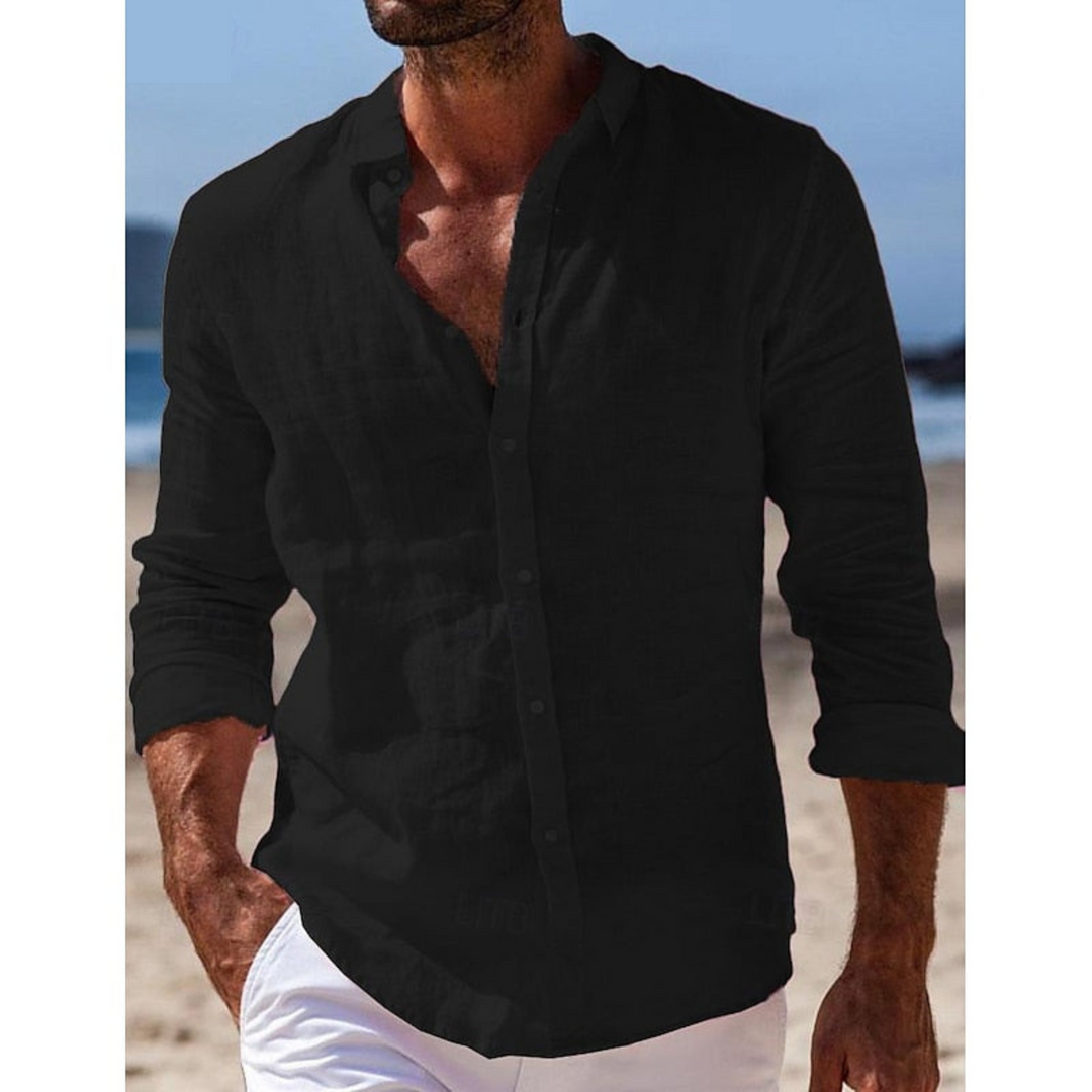 Enzo Men’s Lightweight Long Sleeve Button-Up Shirt with Relaxed Smart-Casual Fit
