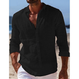 Enzo Men’s Lightweight Long Sleeve Button-Up Shirt with Relaxed Smart-Casual Fit