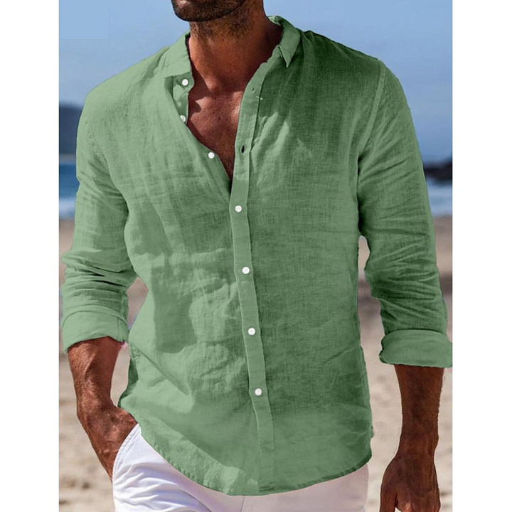 Enzo Men’s Lightweight Long Sleeve Button-Up Shirt with Relaxed Smart-Casual Fit