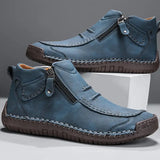 Matteo Men’s Classic Ankle Boots with Side Zip and Stitched Detailing