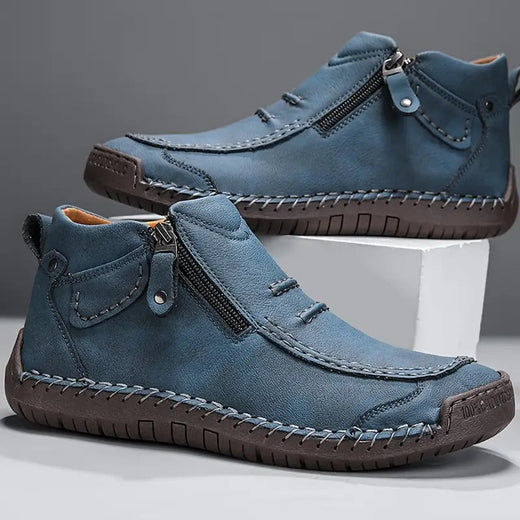 Matteo Men’s Classic Ankle Boots with Side Zip and Stitched Detailing