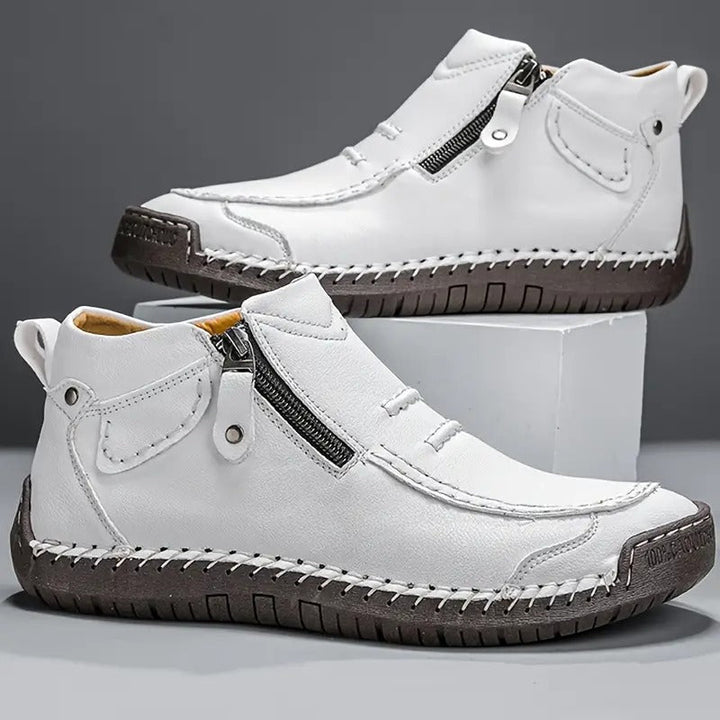 Matteo Men’s Classic Ankle Boots with Side Zip and Stitched Detailing