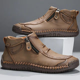 Matteo Men’s Classic Ankle Boots with Side Zip and Stitched Detailing