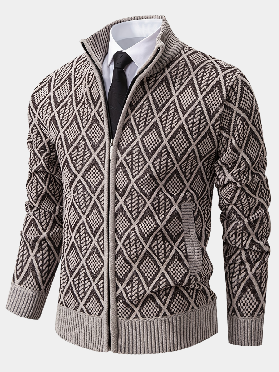 Men's Geometric Knit Cardigan