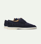 Men's Suede Lace-Up Shoes with Apron Toe and Contrast Sole