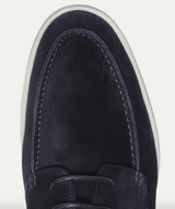 Men's Suede Lace-Up Shoes with Apron Toe and Contrast Sole