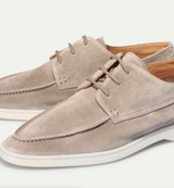 Men's Suede Lace-Up Shoes with Apron Toe and Contrast Sole