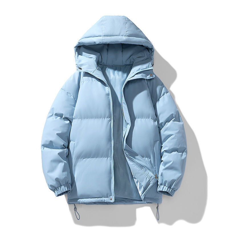Men's Quilted Puffer Winter Jacket with Hood and Zip Closure