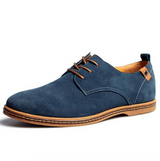 Men's Suede Derby Shoes with Lace Closure and Textured Finish