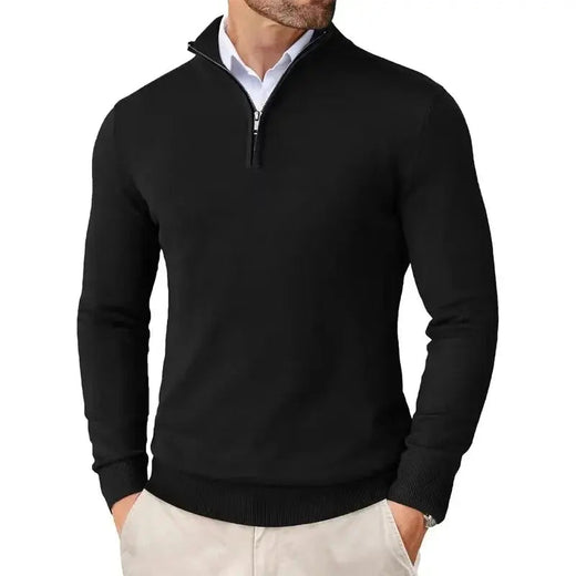 Giorgio Men’s Classic Quarter-Zip Knit Jumper with Ribbed Hem and Cuffs
