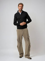 Giorgio Men’s Classic Quarter-Zip Knit Jumper with Ribbed Hem and Cuffs