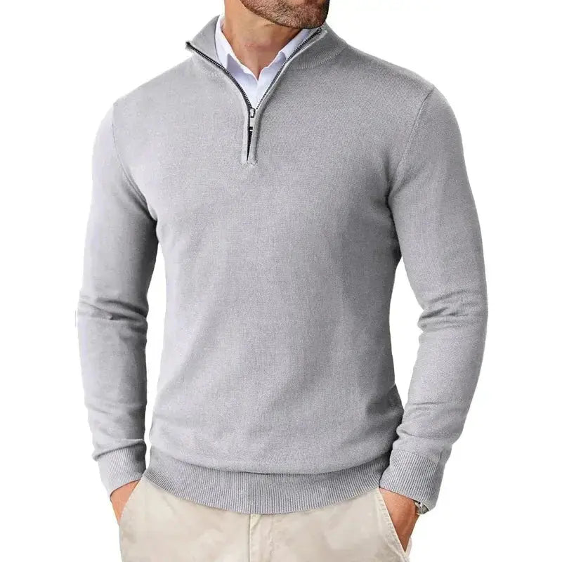 Giorgio Men’s Classic Quarter-Zip Knit Jumper with Ribbed Hem and Cuffs
