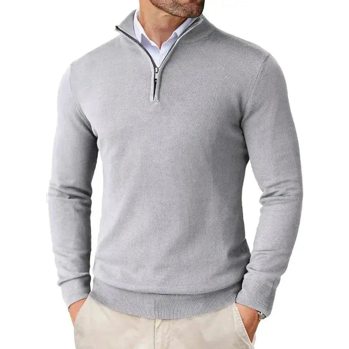 Giorgio Men’s Classic Quarter-Zip Knit Jumper with Ribbed Hem and Cuffs