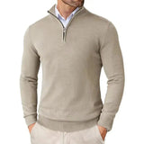 Giorgio Men’s Classic Quarter-Zip Knit Jumper with Ribbed Hem and Cuffs
