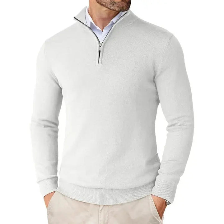 Giorgio Men’s Classic Quarter-Zip Knit Jumper with Ribbed Hem and Cuffs
