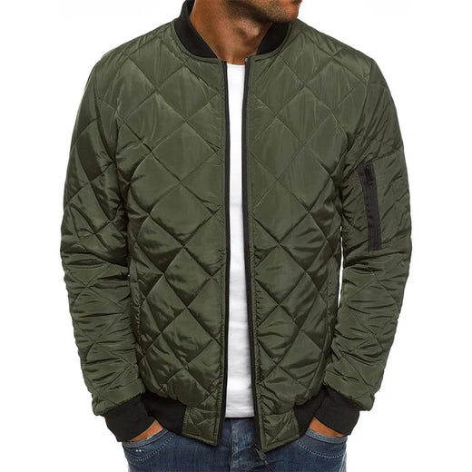 Men's Checked Quilted Bomber Jacket