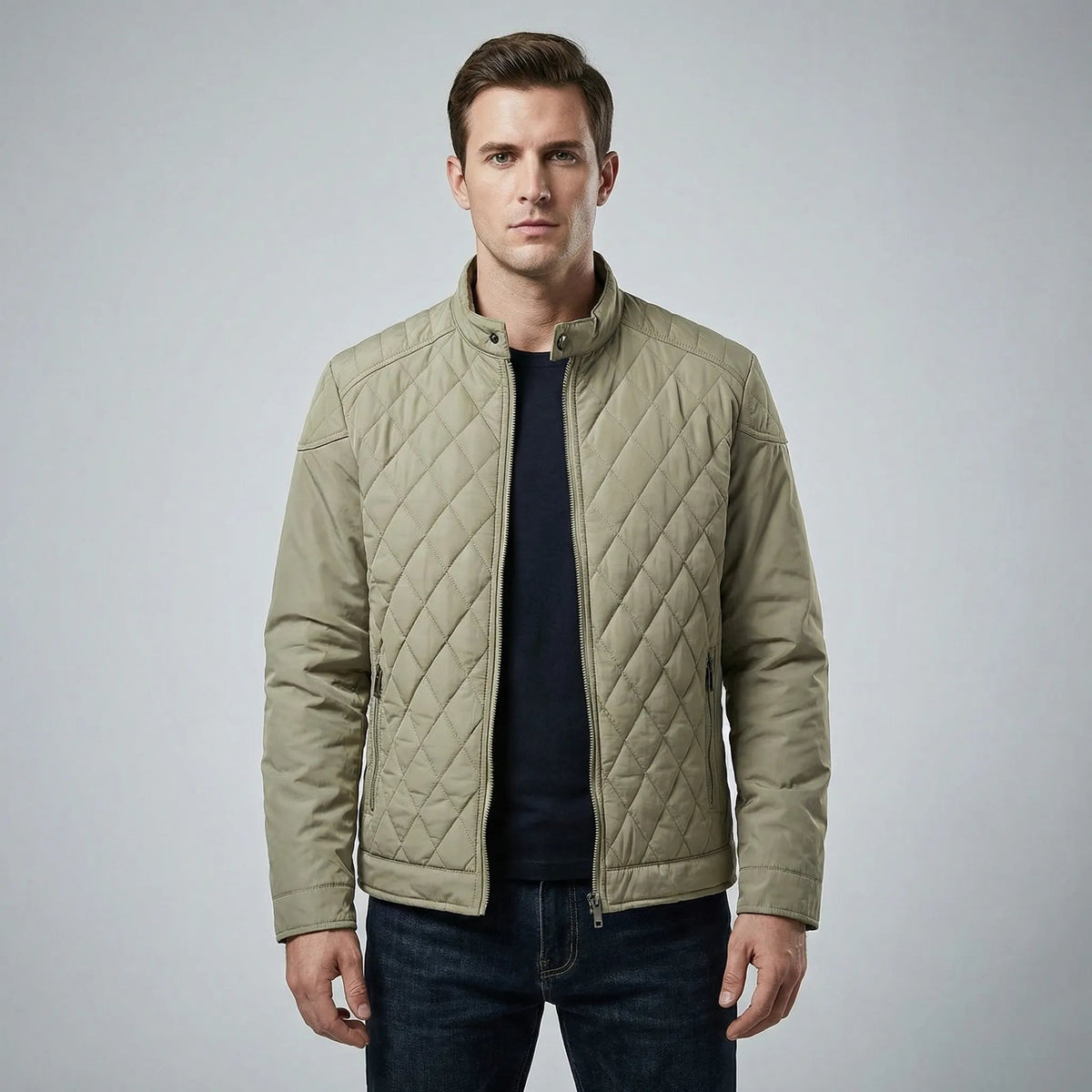 Men's Lightweight Quilted Jacket with Zip Closure