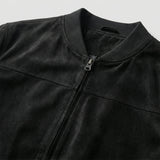 Men's Velvet Bomber Jacket with Zip Closure