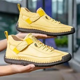 Women's Leather Comfort Sneakers with Cushioned EVA Sole, Elastic Panels and Stitched Trim