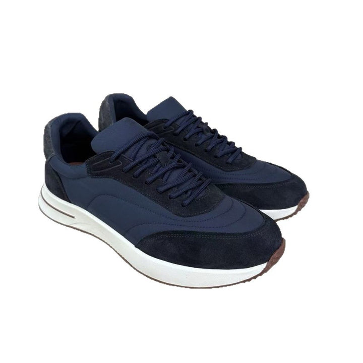 Milano Men’s Suede-Style Panelled Runner Trainers with Contrast Sole