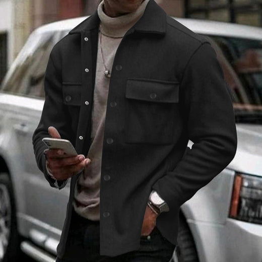 Men's Overshirt Jacket with Long Sleeves and Chest Pockets