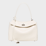 Women's Soft Leather Top Handle Handbag with Flap and Turn-Lock Closure
