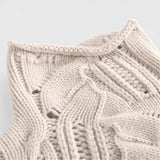 Women's Pointelle Cable Knit Sweater with Turtleneck Long Sleeves Oversized Relaxed Style