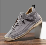 Women's Leather Comfort Sneakers with Cushioned EVA Sole, Elastic Panels and Stitched Trim