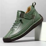 Women's Leather Comfort Sneakers with Cushioned EVA Sole, Elastic Panels and Stitched Trim