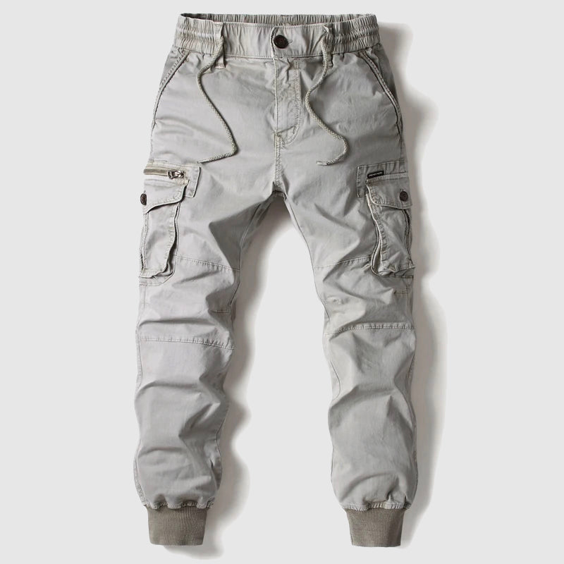 Federico Men’s Utility Cargo Jogger Trousers with Elasticated Cuffs and Multi-Pocket Design